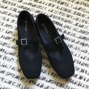Vivaia Square Toe Black Margot Mary Jane, size 7 7.5 38